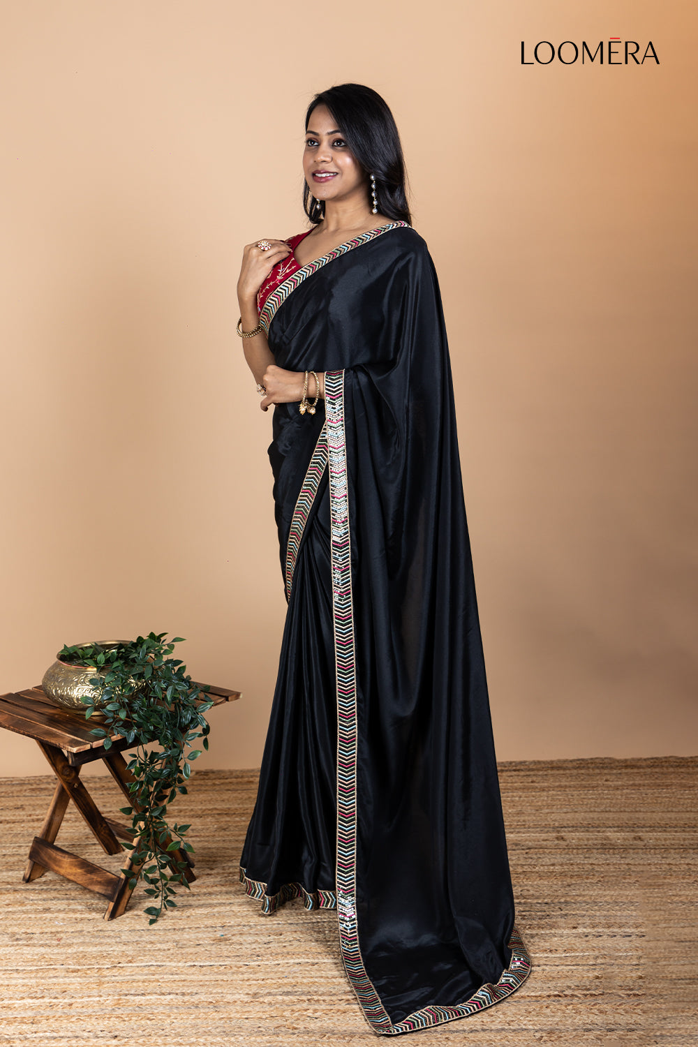 American Crepe Saree with Sequin Border