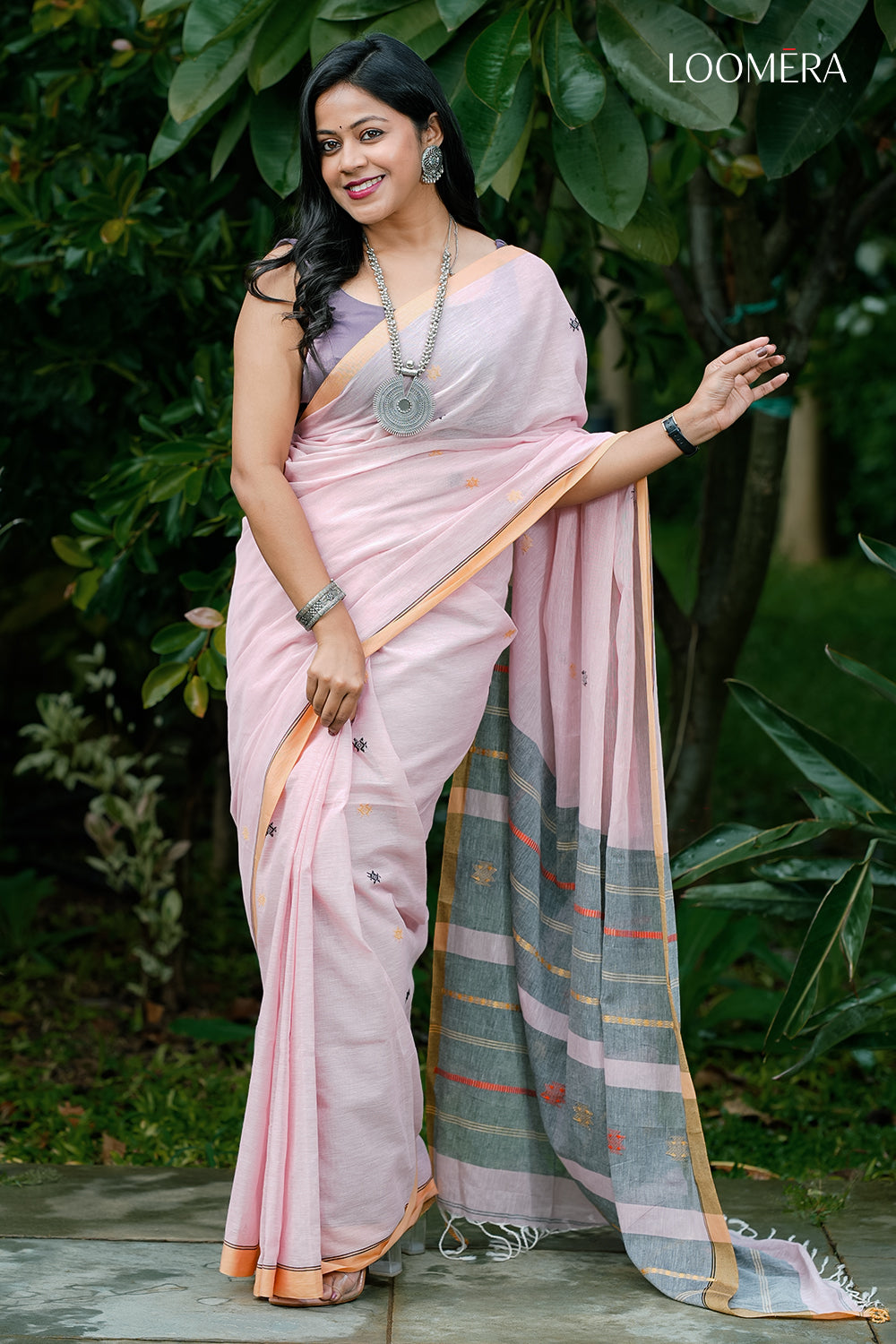 Baby Pink Saree Cotton