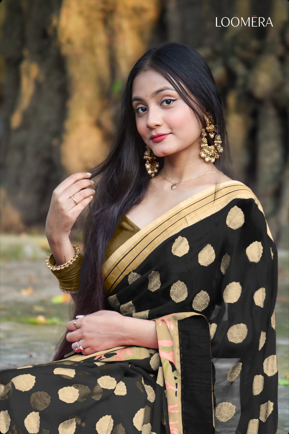 Black Georgette Saree with Butta Design
