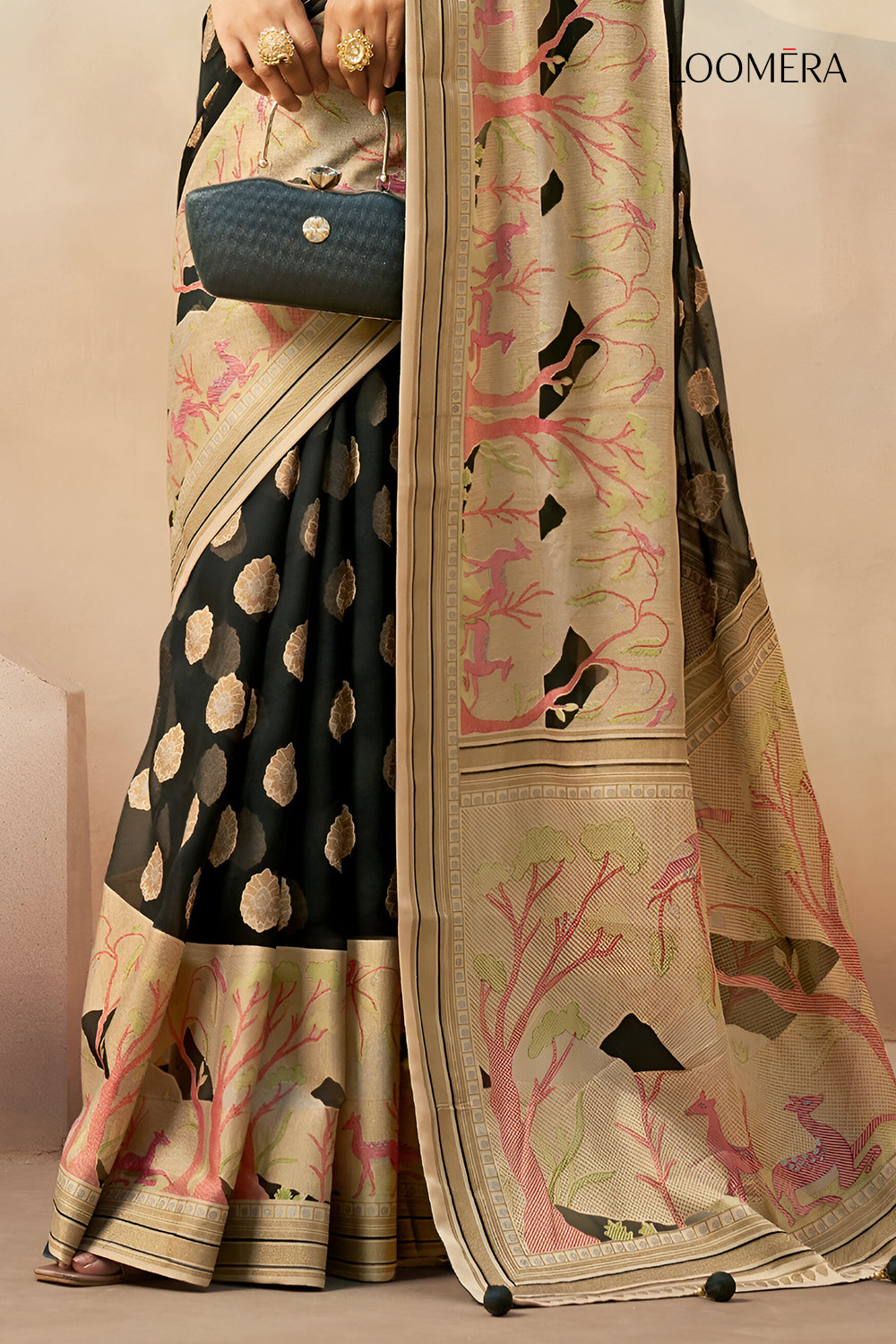 Black Georgette Saree with Tassels