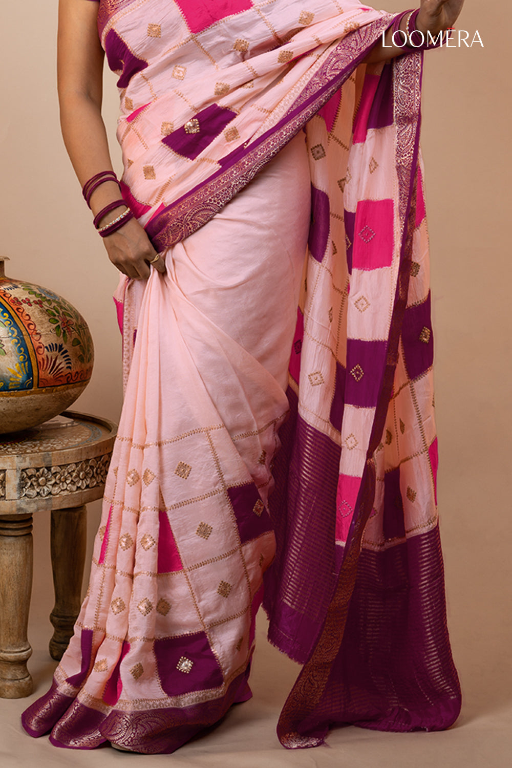 Blush Pink Soft Silk Saree with Zari border