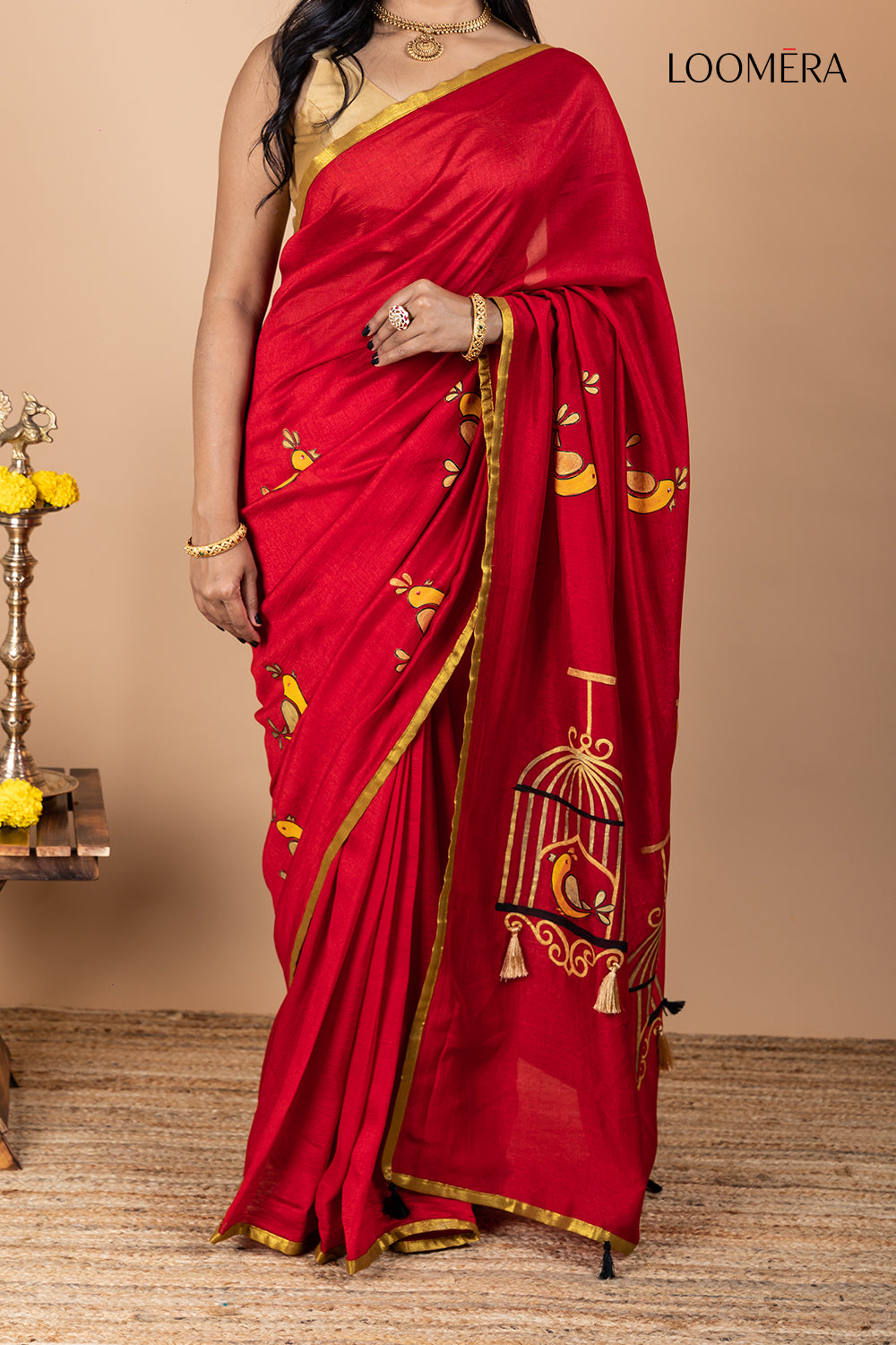 Candy Apple Red Color Saree