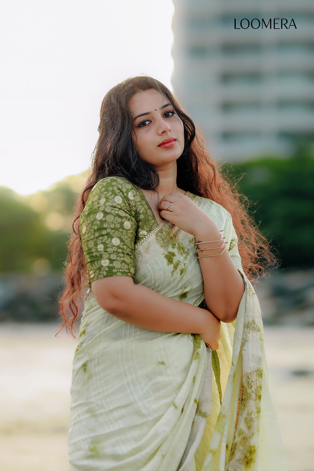 Chinon Crest Sage Green Saree