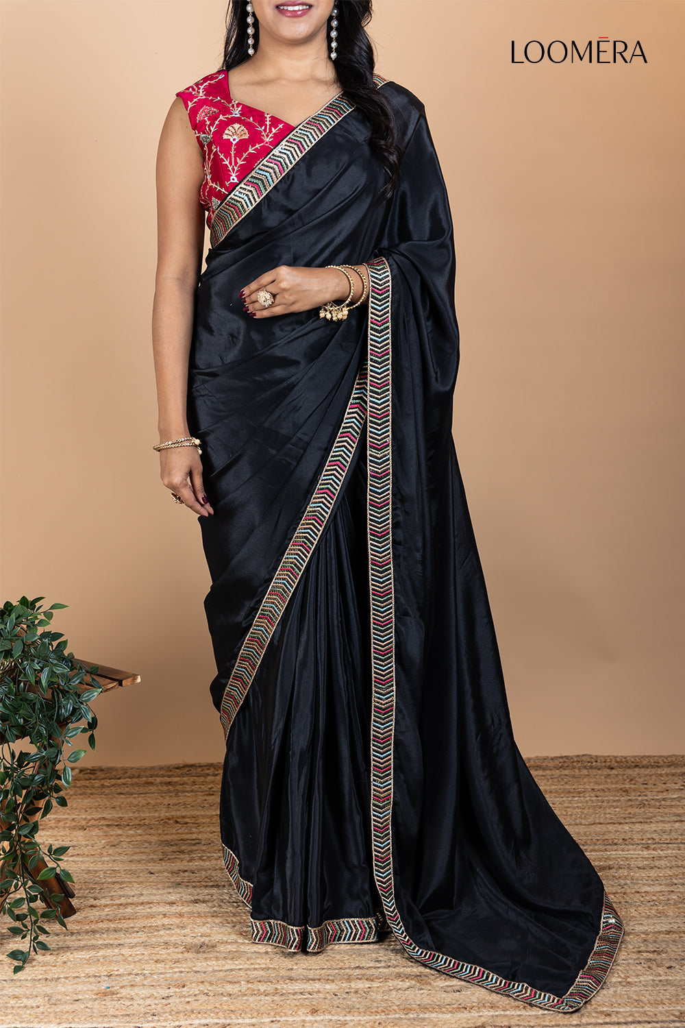 Crepe Saree with Sequin Border