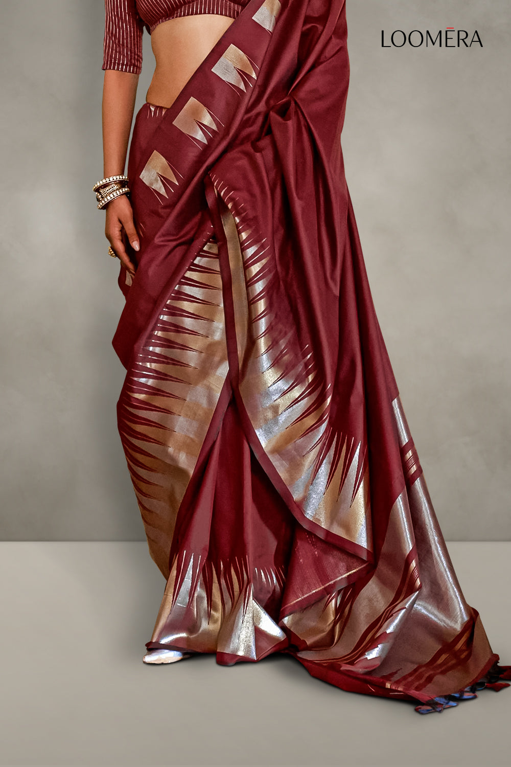 Dark Maroon Soft Silk Saree