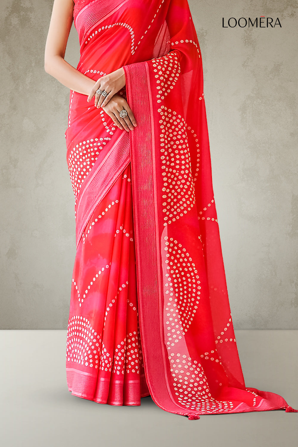 Georgette Saree Crimson Red