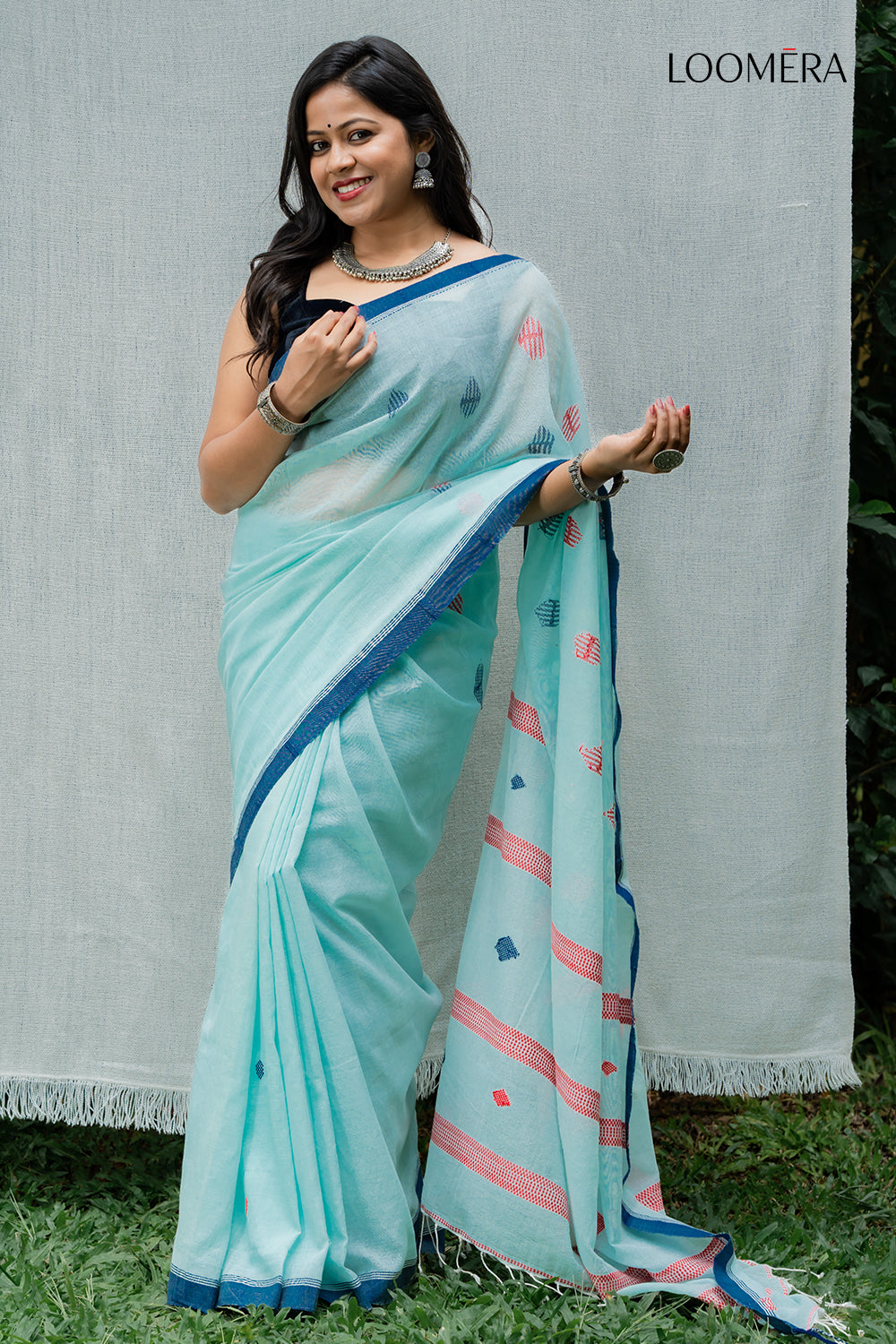 Ice Blue Handloom Saree