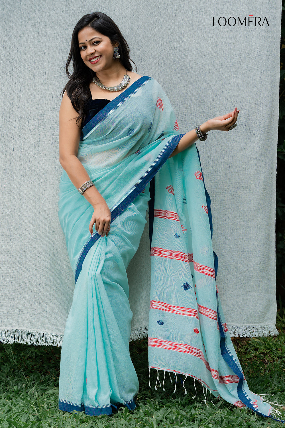 Ice Blue Saree Handloom
