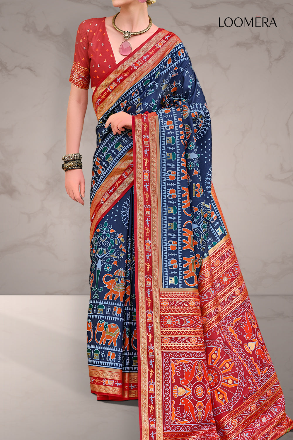 Indigo Blue Patola Saree