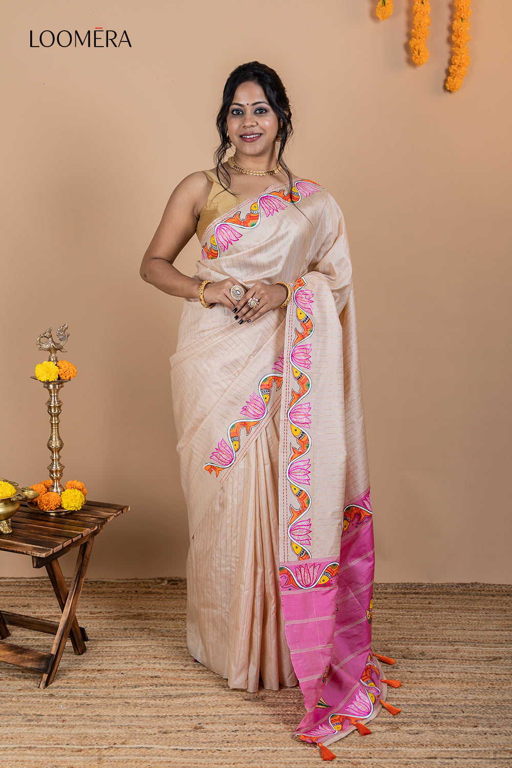 Light Pink Semi Silk Saree