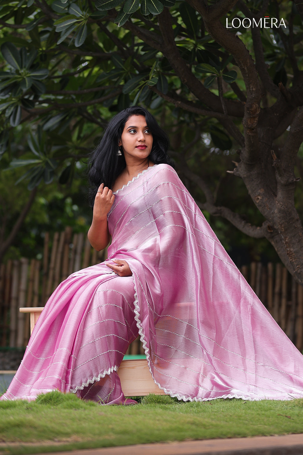 Mauve Pink Saree with Scallop Border