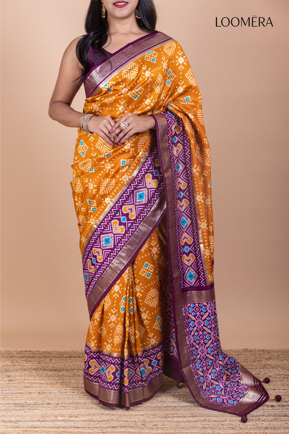Mustard Yellow Patola Print Saree