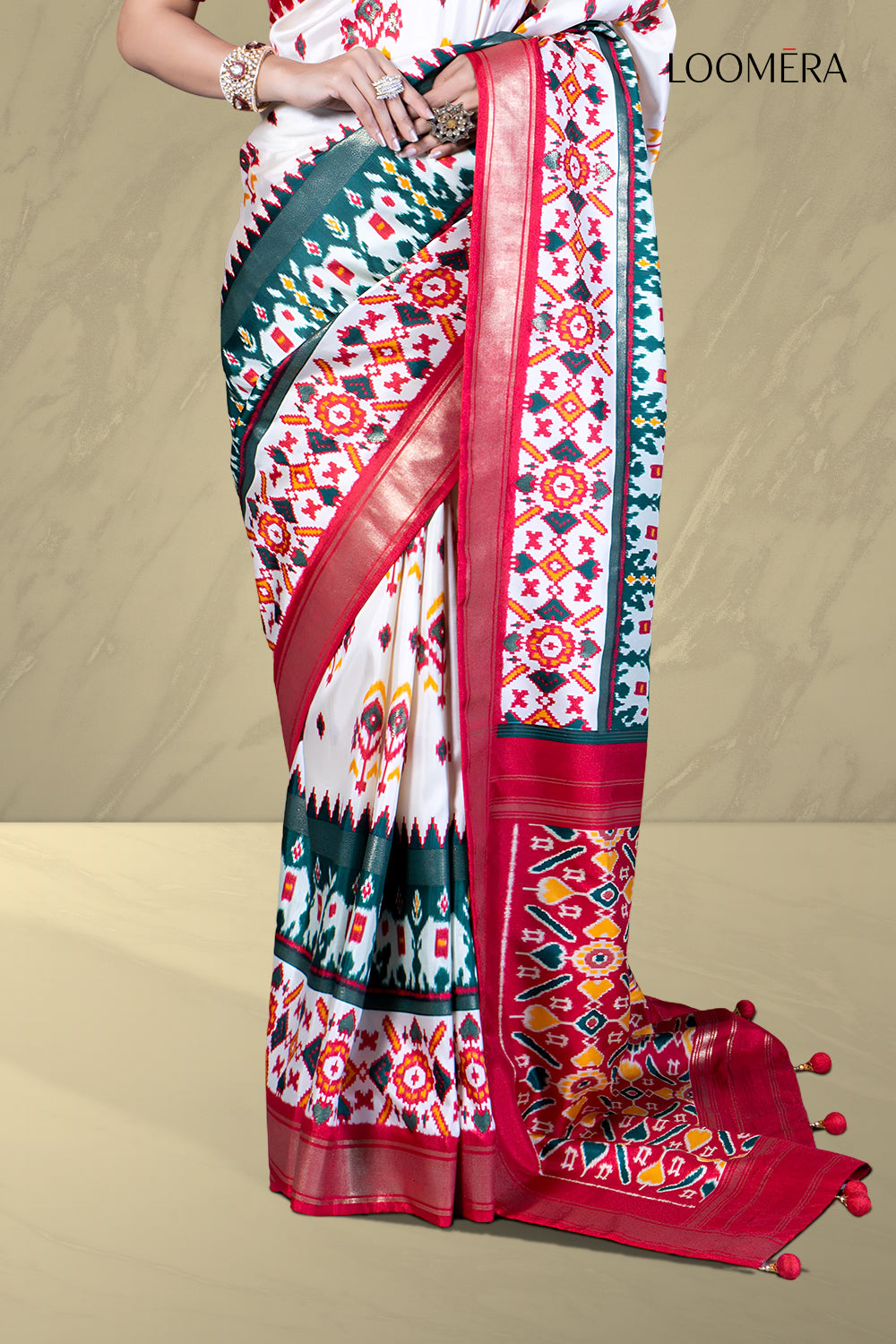 Off White Patola Print Saree