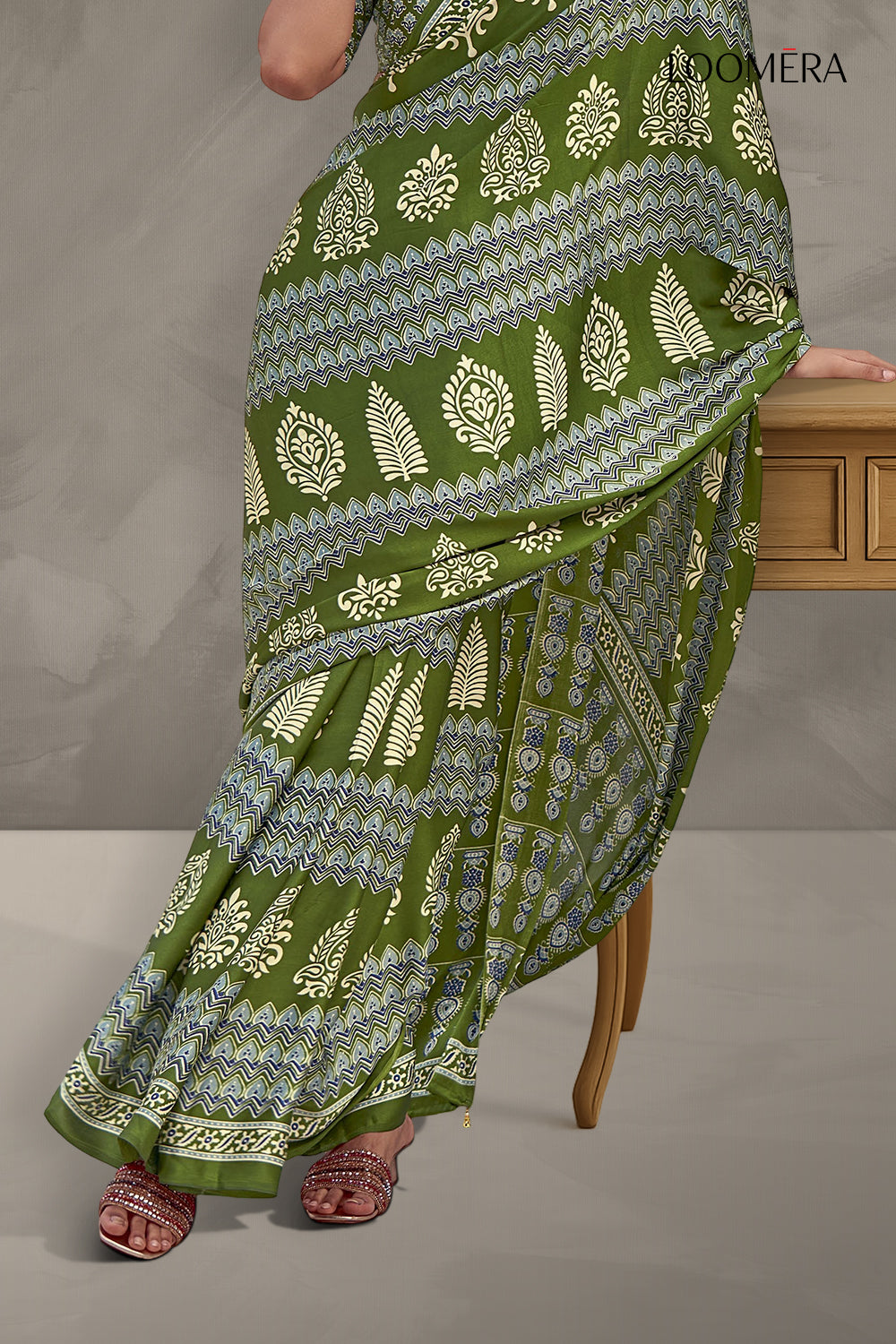 Olive Green Modal Silk Saree