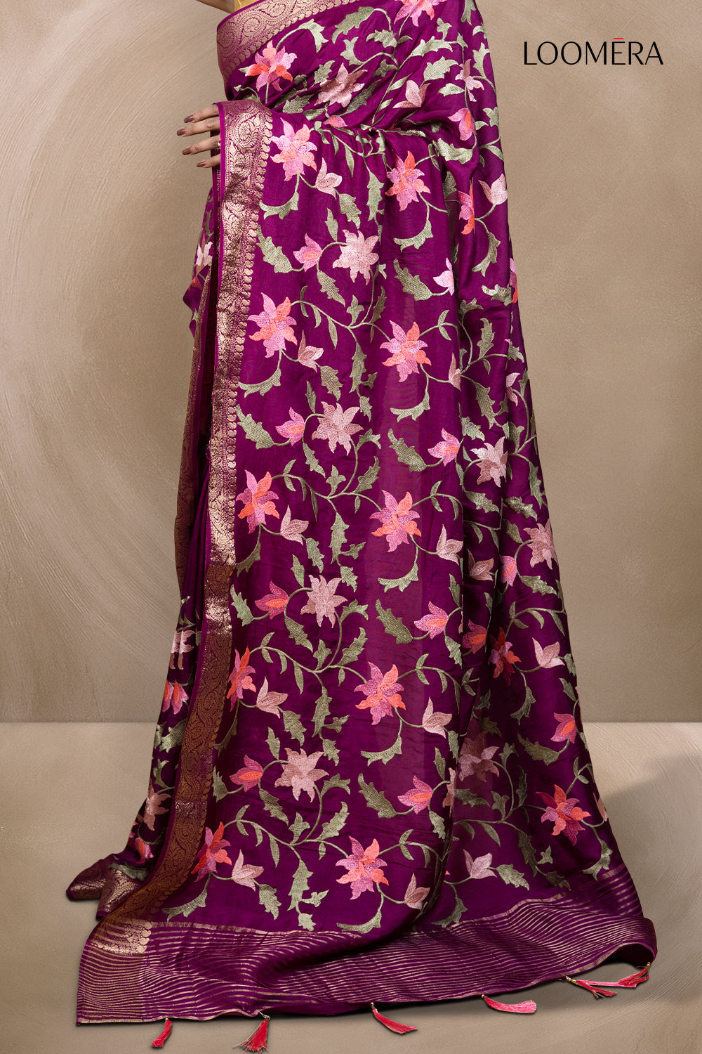 Purple Floral Soft Silk Saree