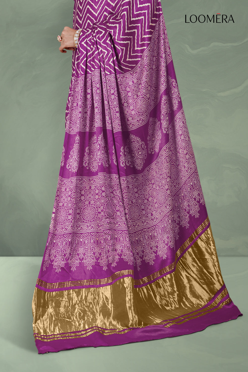 Purple Saree Block Print