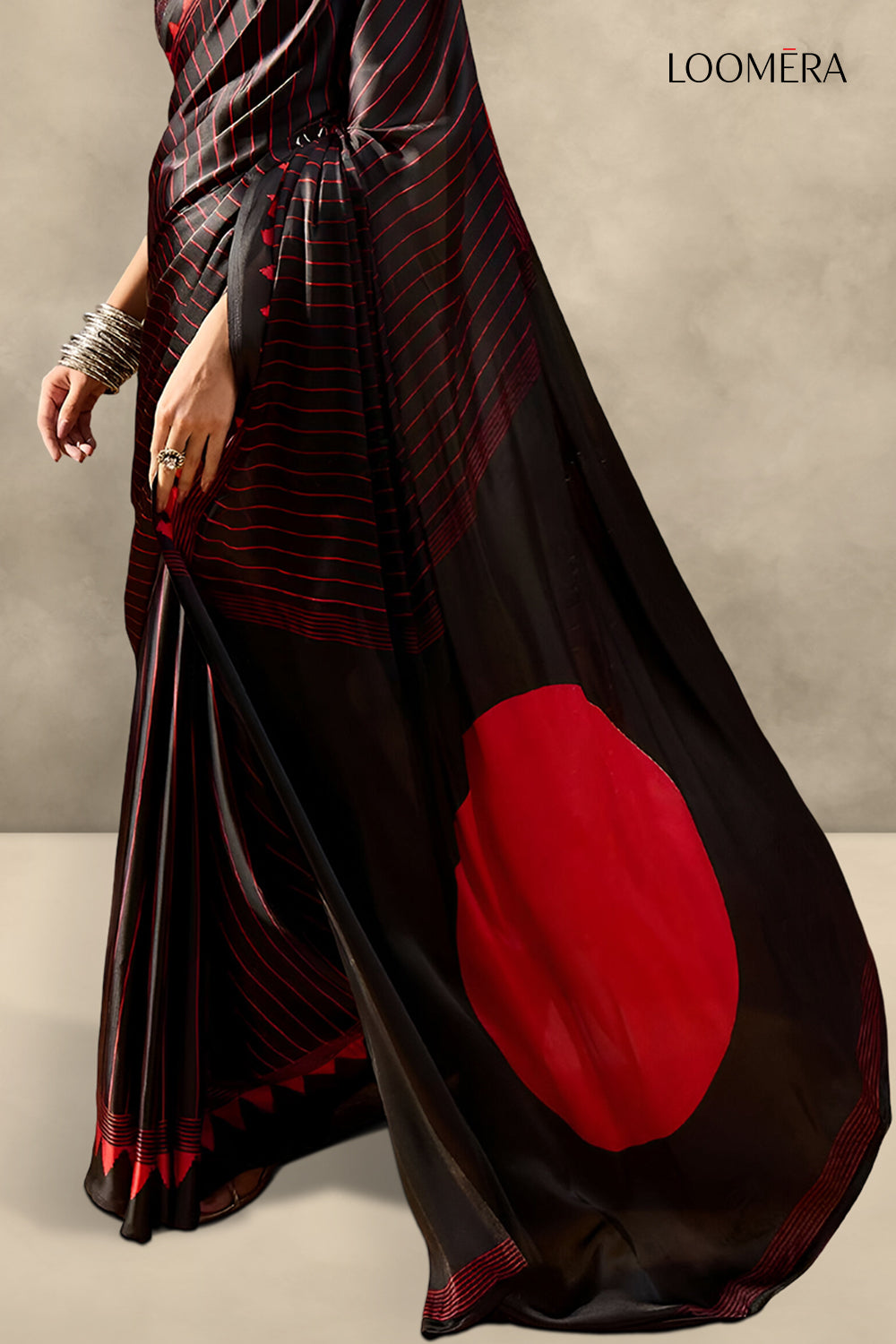 Red and Black Modal Silk Saree