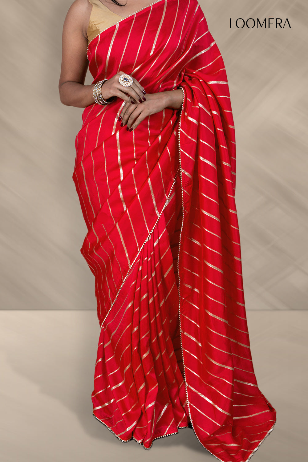 Red Saree with Traditional Zari Work