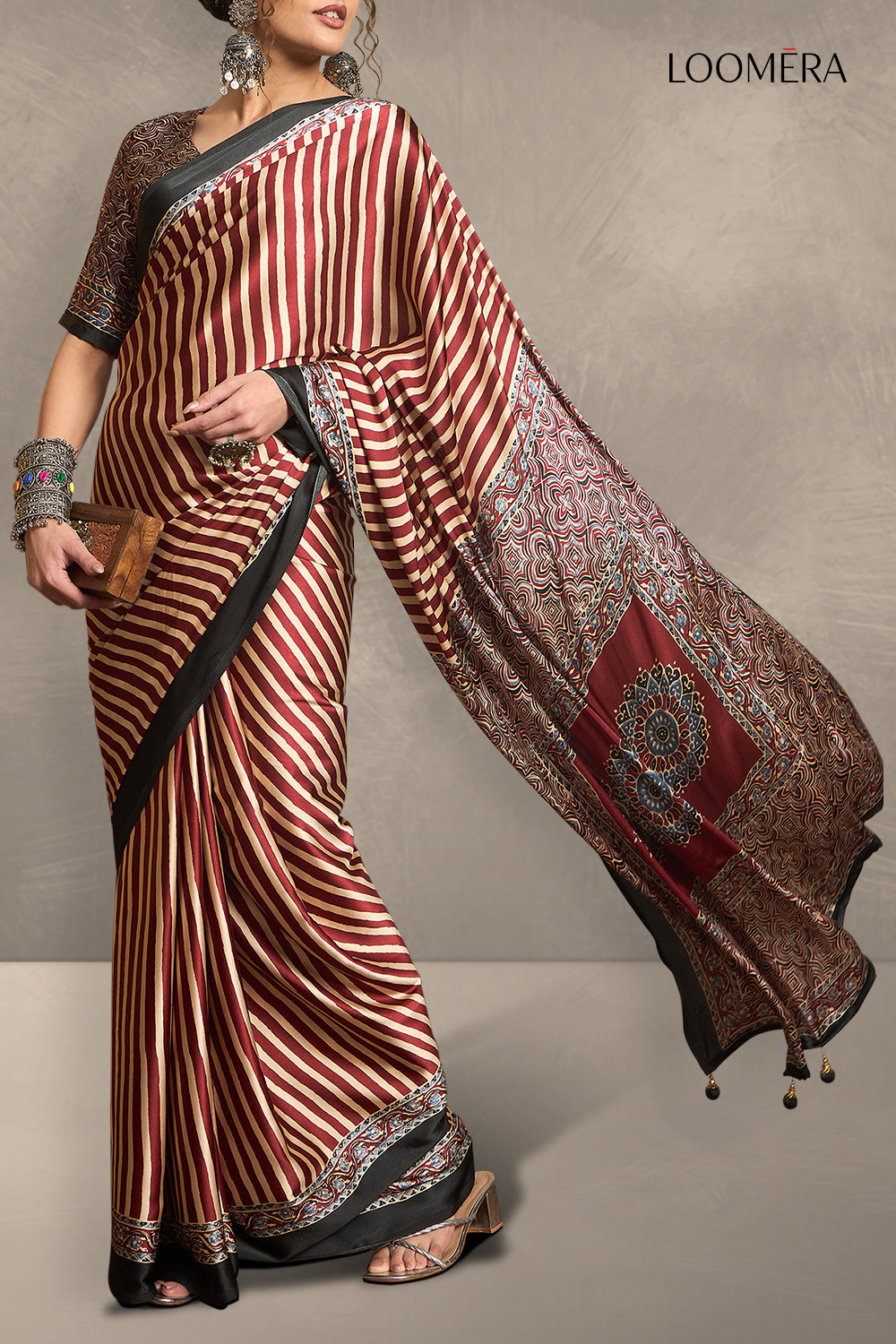 Rustic Maroon Gaji Silk Saree