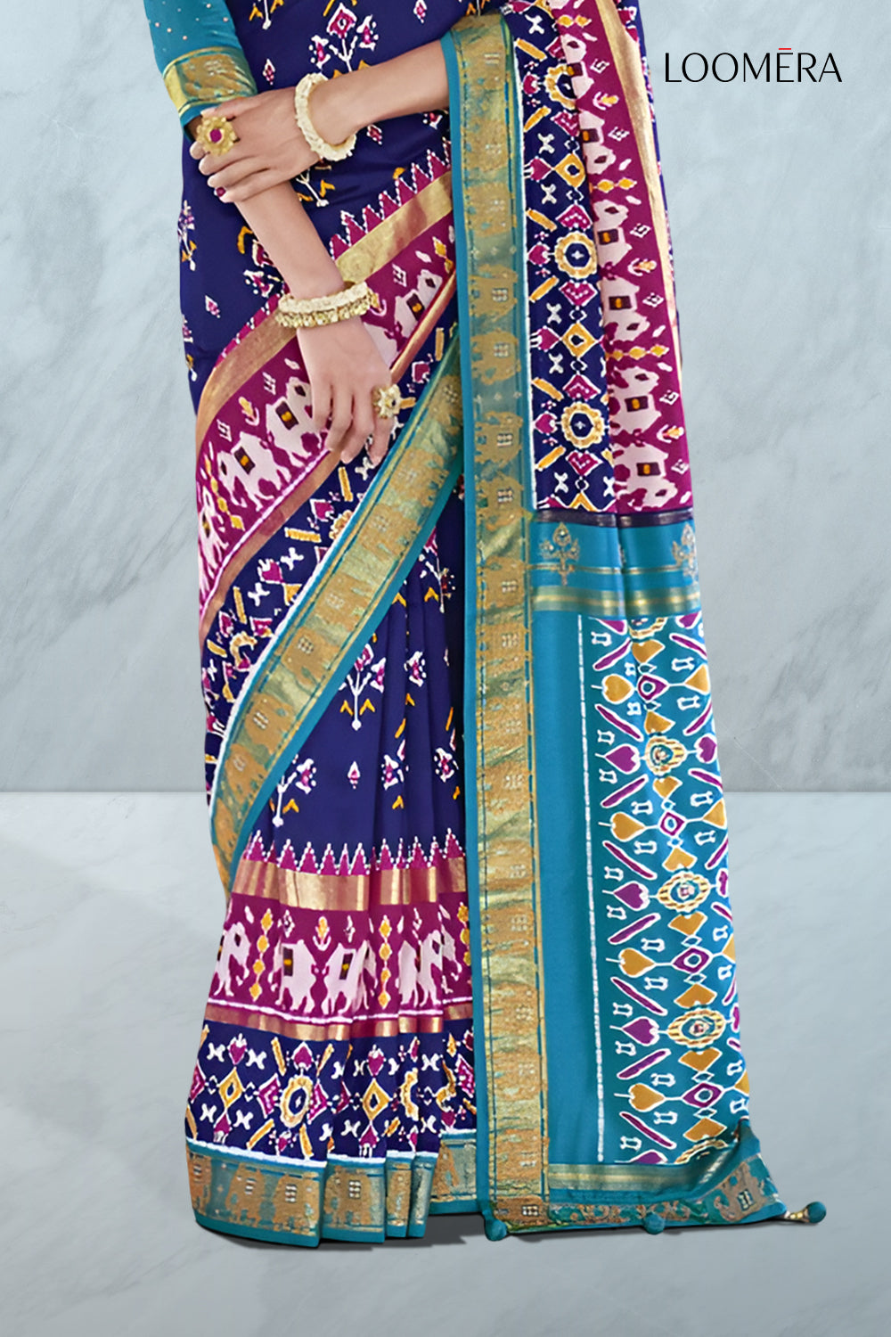 Sapphire Blue Patola Saree