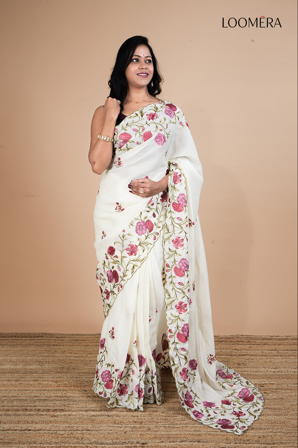 Tussar Silk Saree with Scallop Border