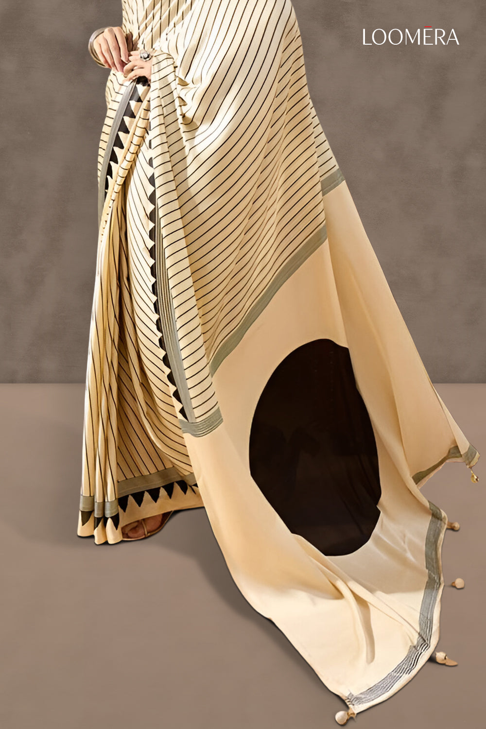 White and Black Modal Silk Saree
