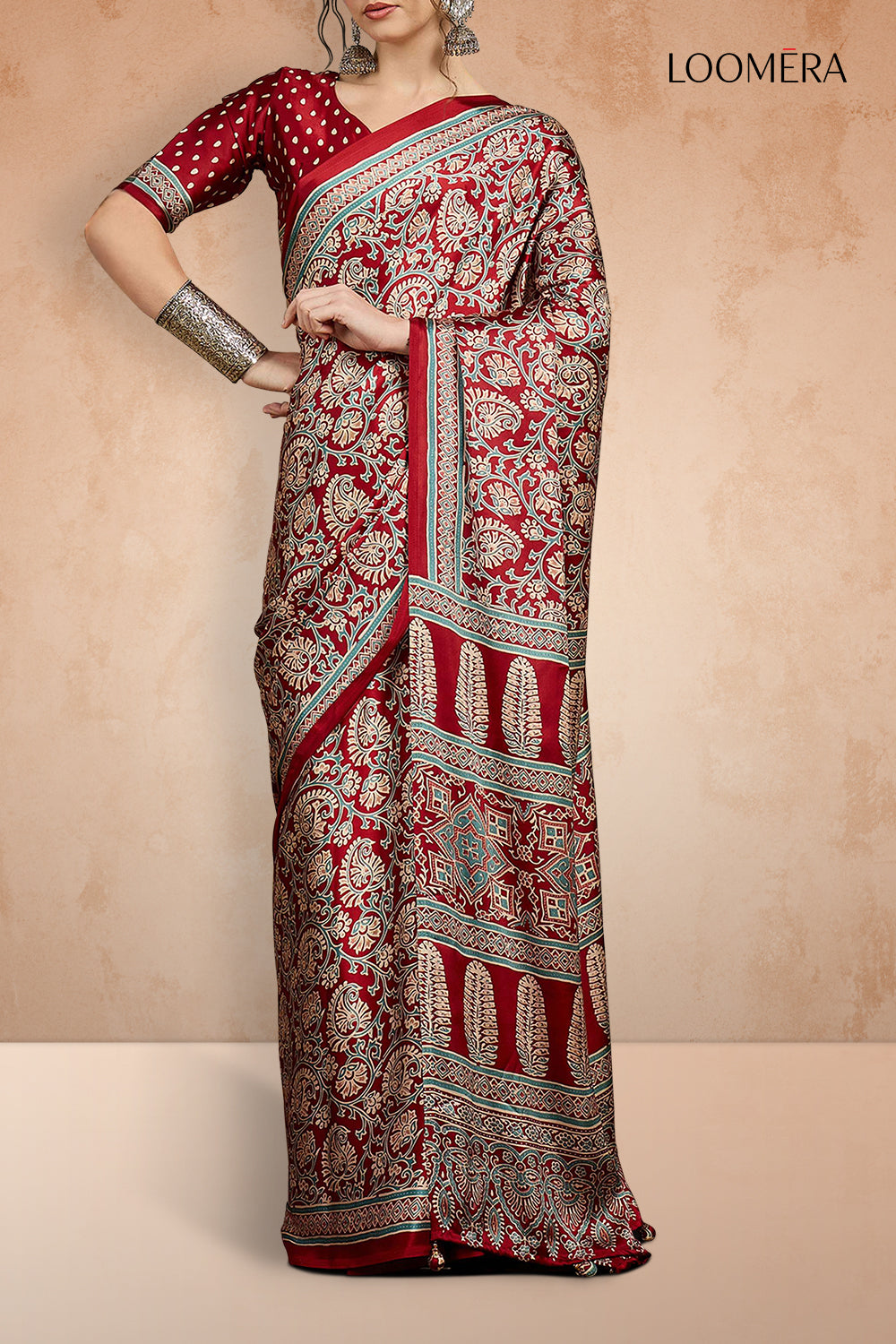 Wine Red Gajji Silk Saree