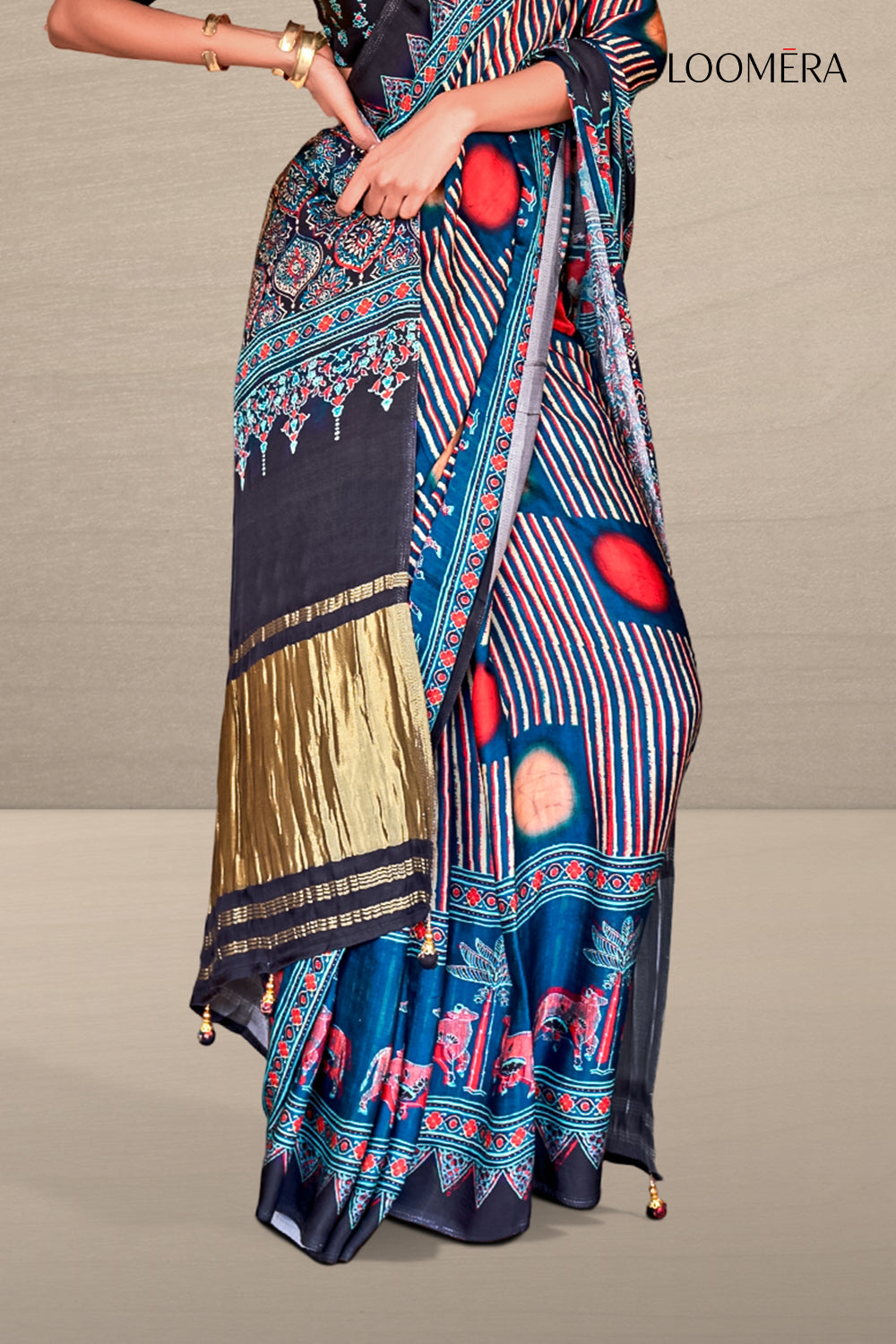 Yale Blue Soft Gajji Silk Saree