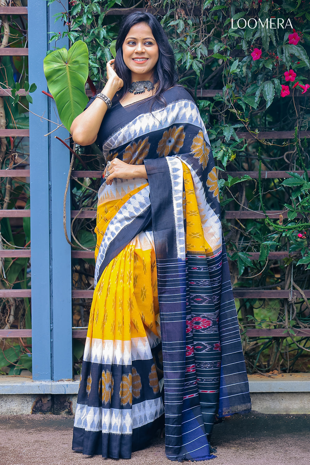 Yellow and Black Saree