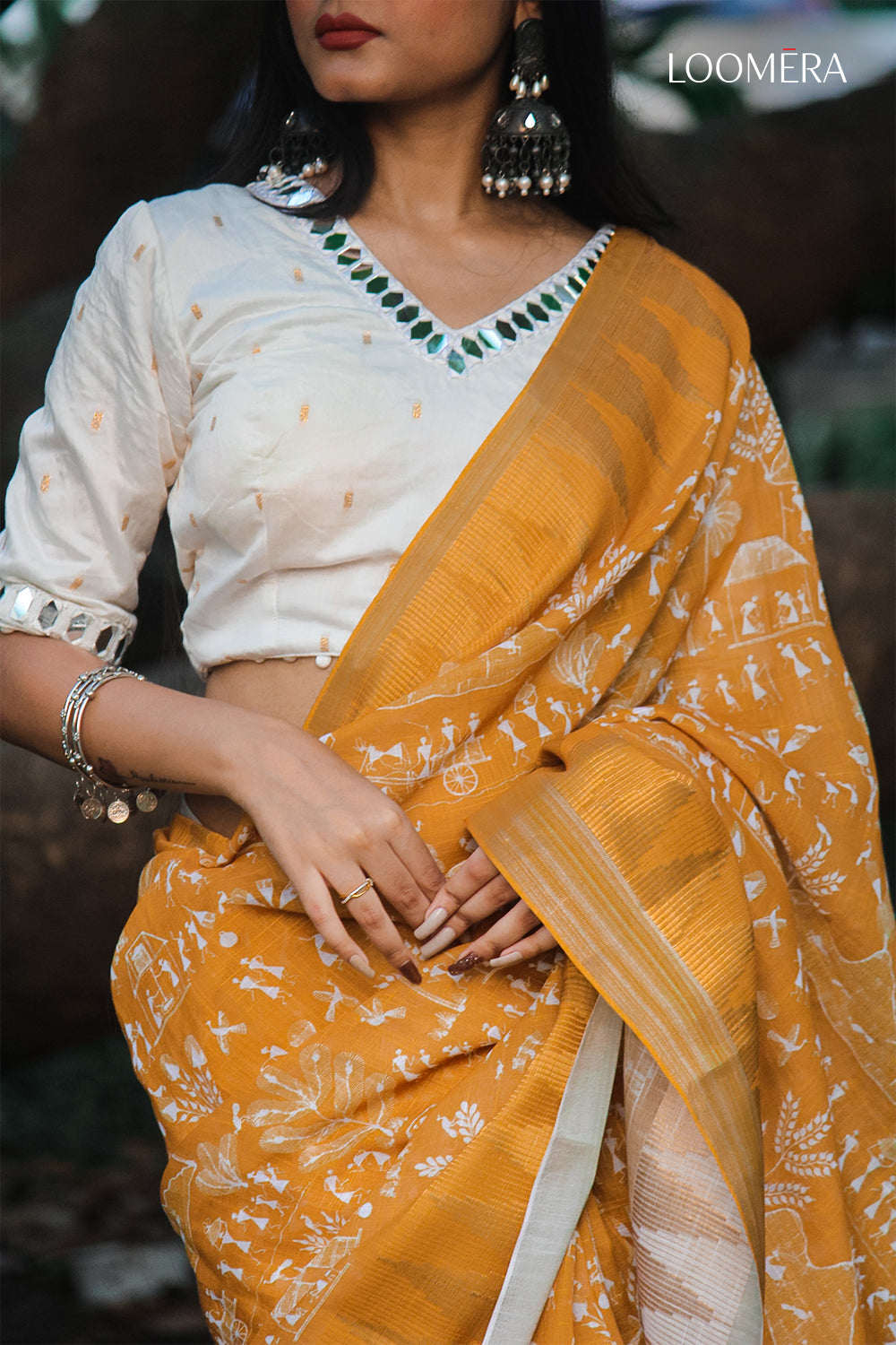 Yellow Cotton Saree with Readymade Blouse
