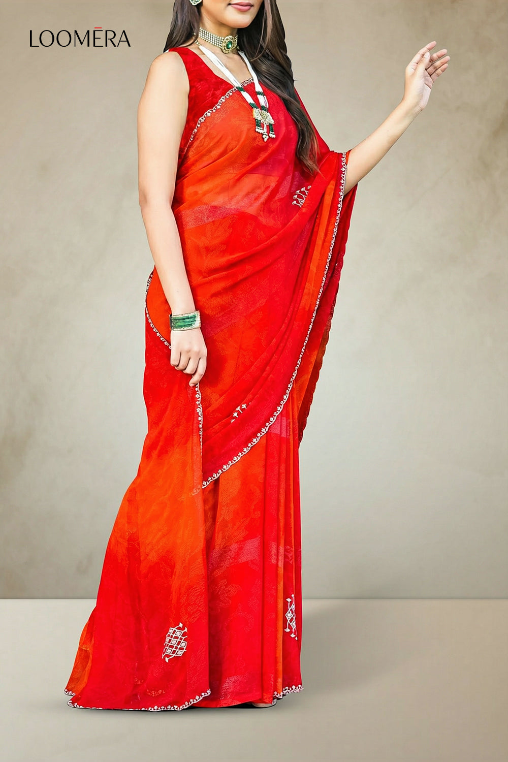 Red Multi-Hue Georgette Saree