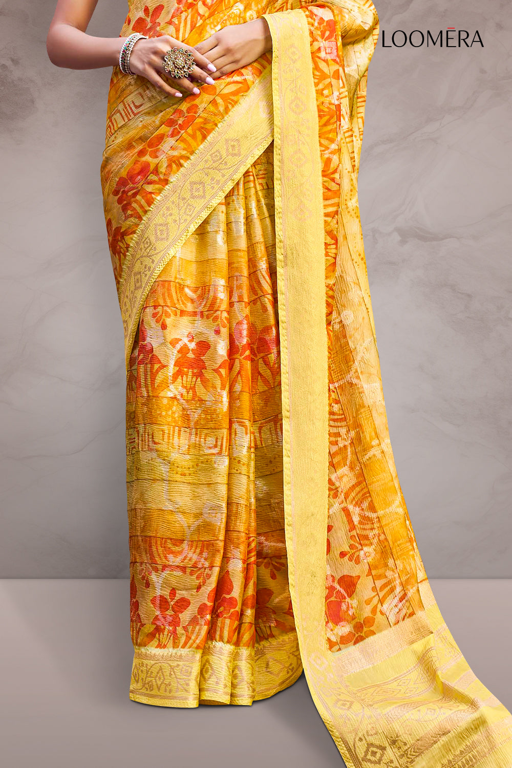 Marigold Yellow Saree with Jacquard Border