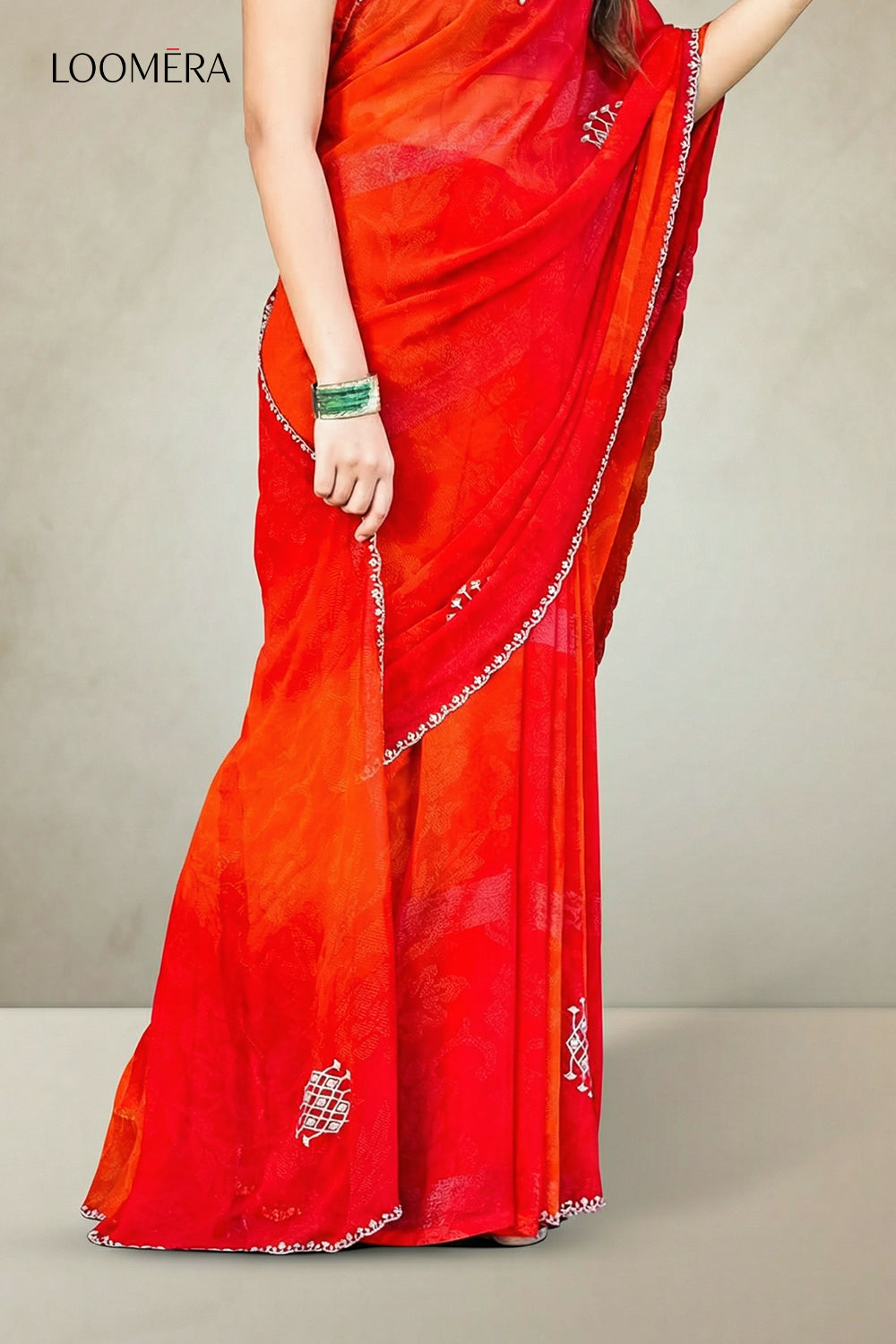 Red Multi-Hue Georgette Saree