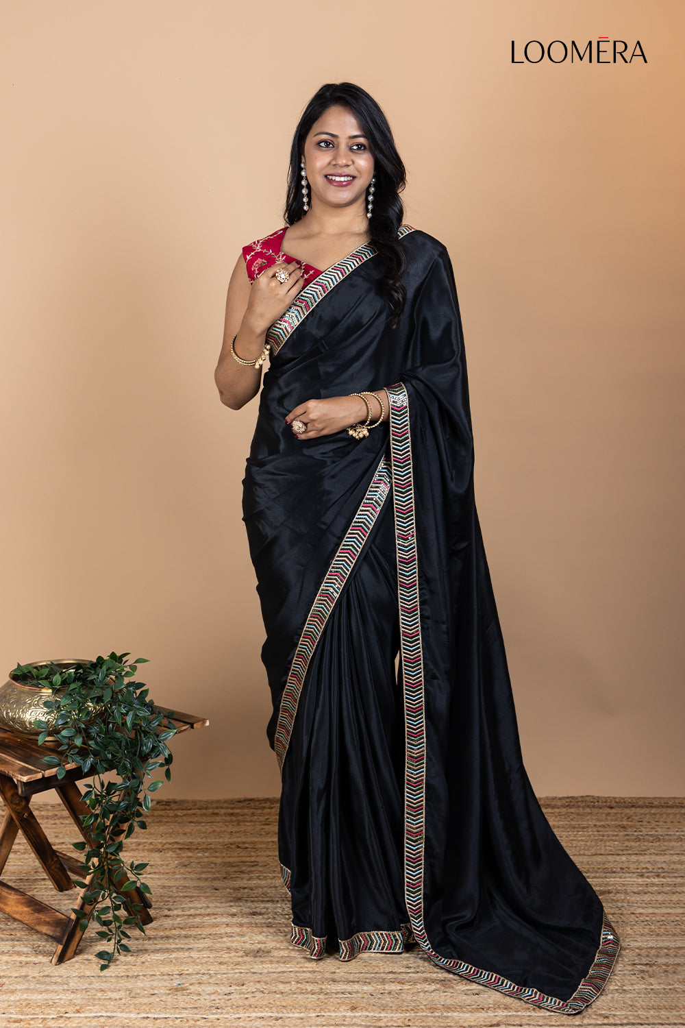 Black Crepe Saree 