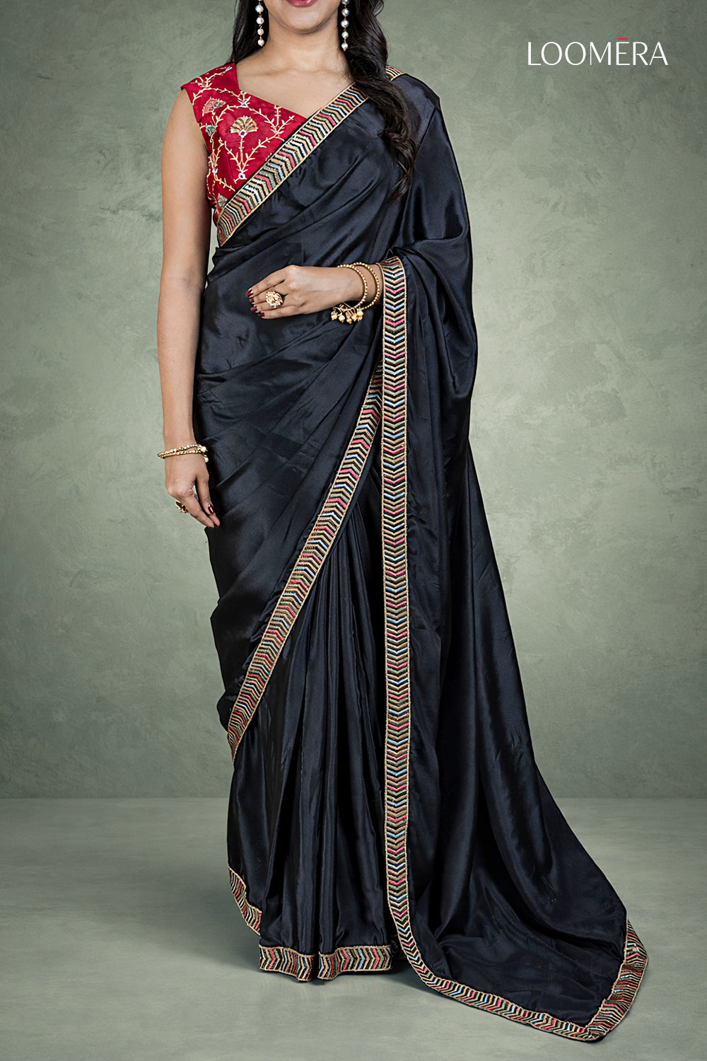 Black Crepe Saree