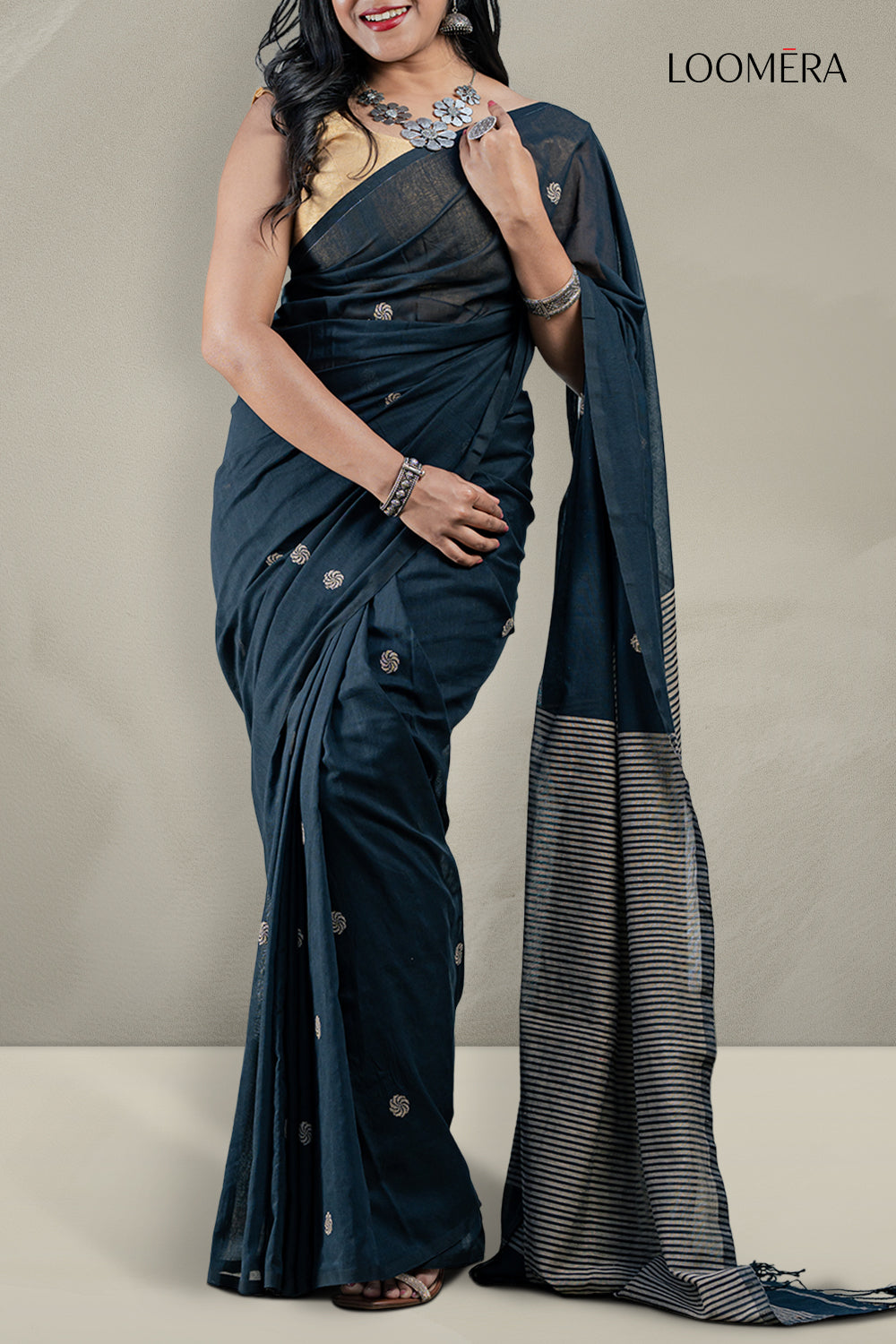 Black Handloom Saree Cotton