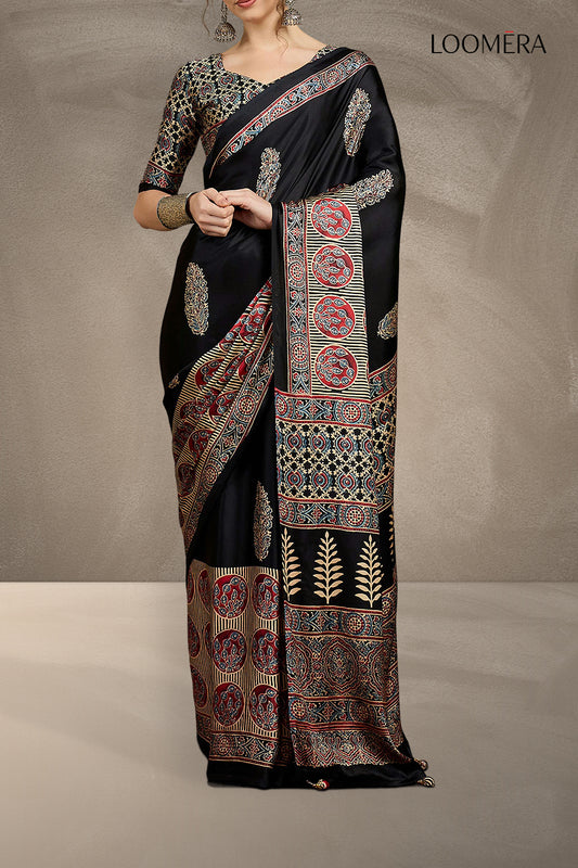 Black Modal Gaji Silk Saree