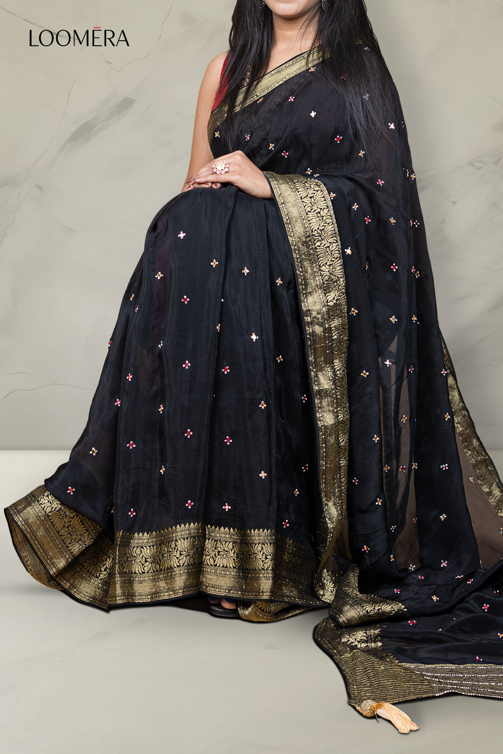 Black Semi Silk Saree
