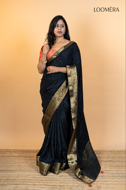 Black Viscose Silk Saree