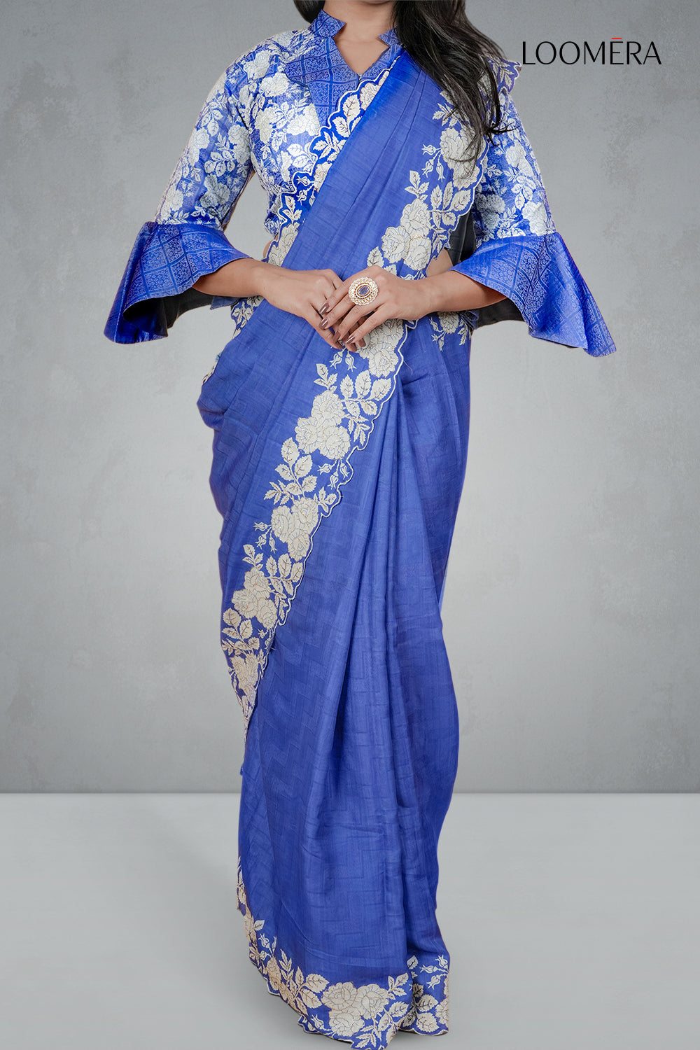Blue Embroidered Saree