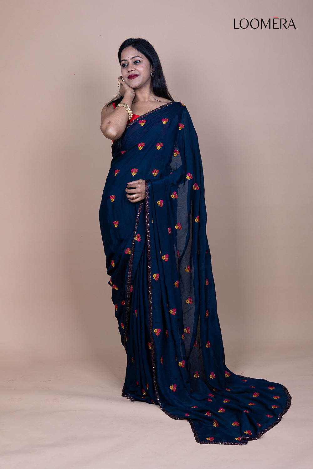 Blue Resham Buta Saree