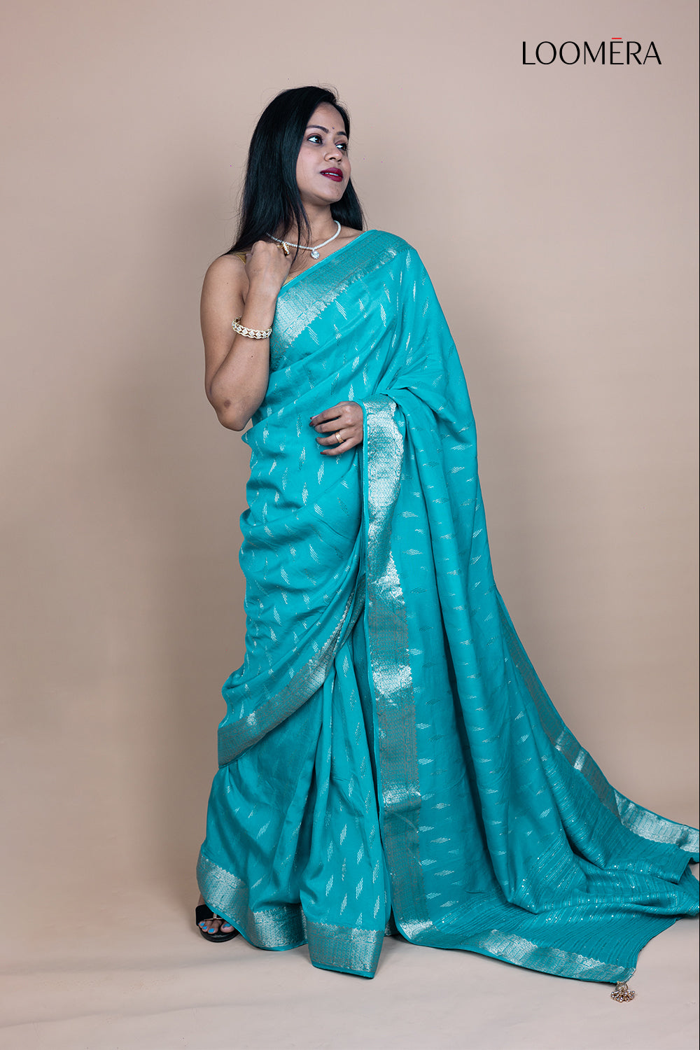 Blue Semi Silk Saree with Border