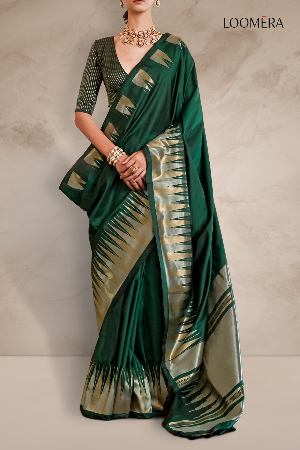 Bottle Green Soft Silk Saree
