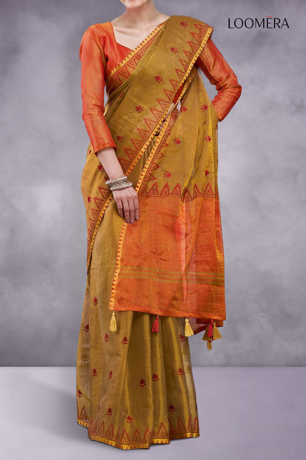 Caramel Brown Cotton Silk Saree