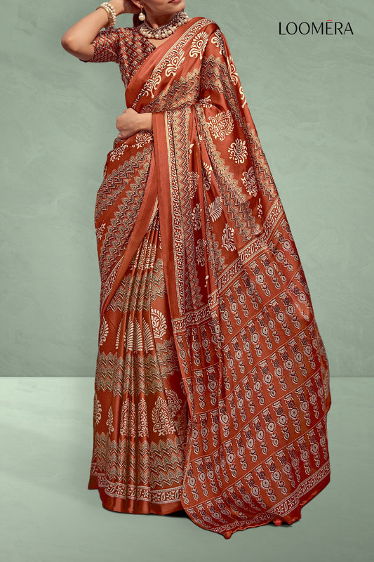 Copper Brown Soft Modal Silk Saree