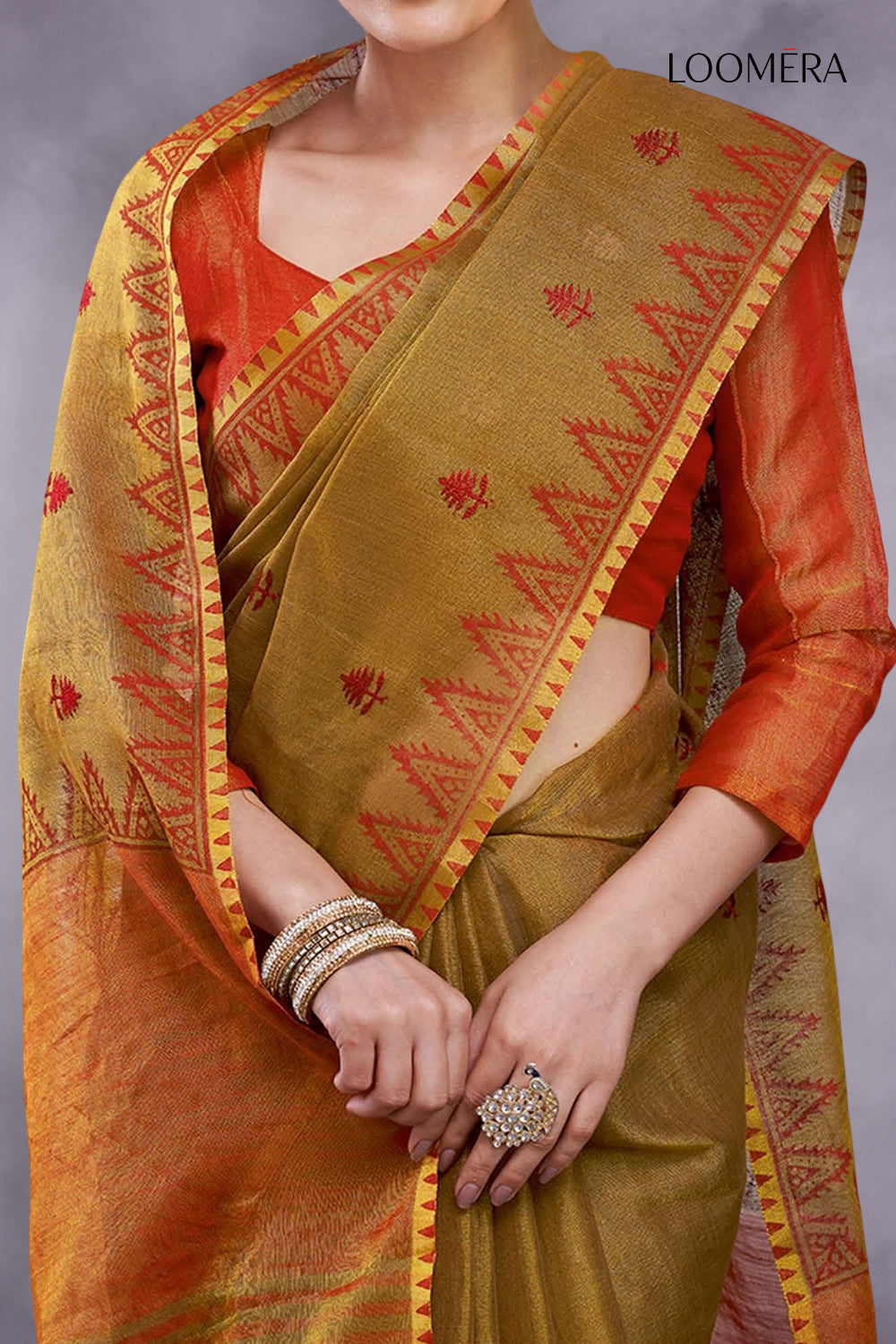 Cotton Silk Saree Caramel Brown 