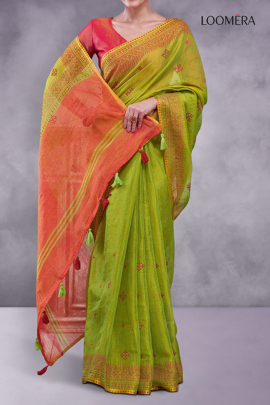 Cotton Silk Saree Green 