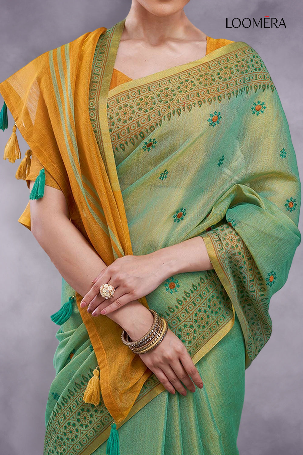 Cotton Silk Saree Moss Green