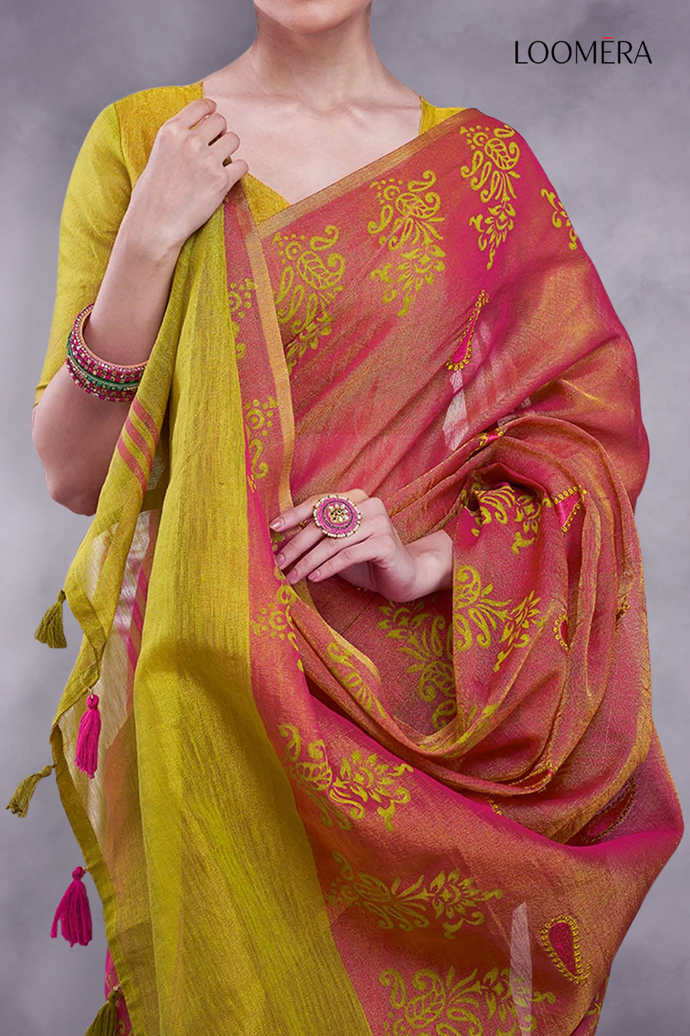 Cotton Silk Saree Reddish Pink 