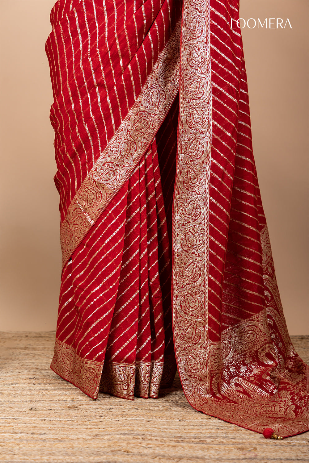 Crimson Red Saree with Heavy Pallu